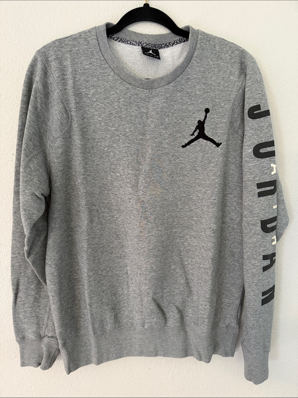 Jordan Grey Heather Crewneck with Black Jumpman